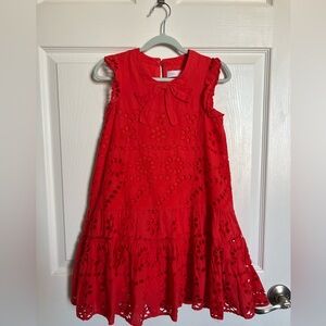 Zara Red Floral Eyelet Kids Dress